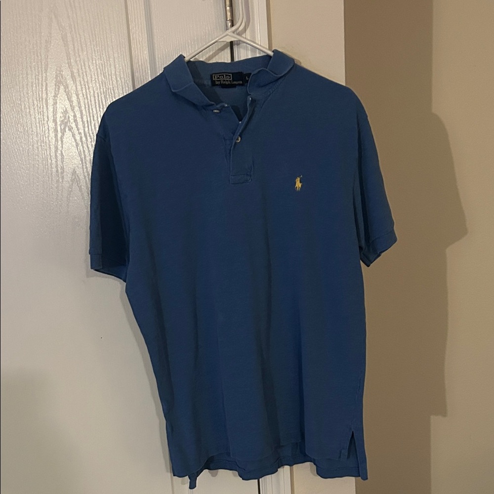 Polo Ralph Lauren Blue Mesh Polo Shirt Short Sleeve Large